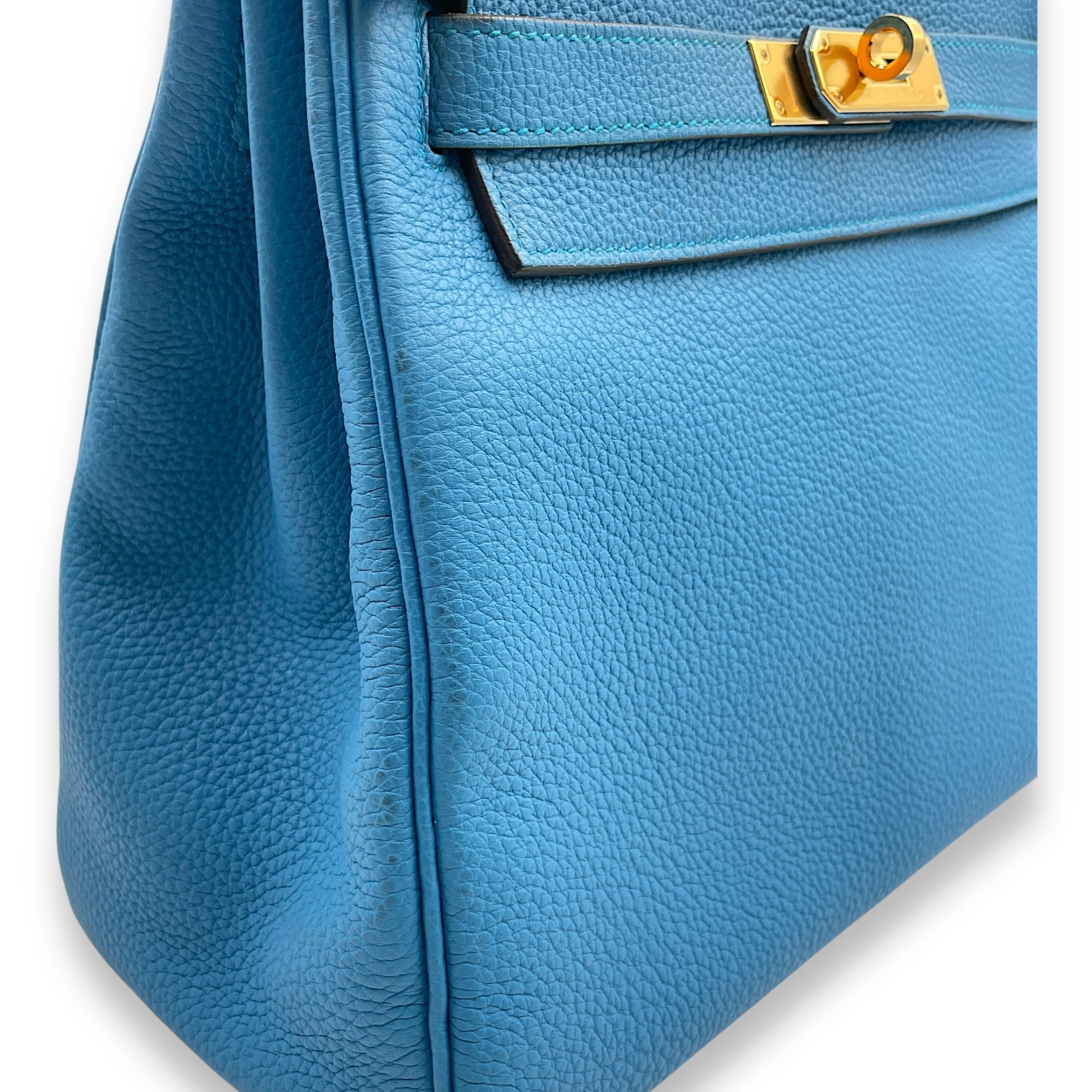 Kelly 28 Blue Zanzibar in Togo, Gold hardware