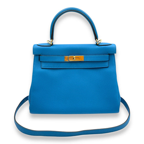 Kelly 28 Blue Zanzibar in Togo Gold hardware