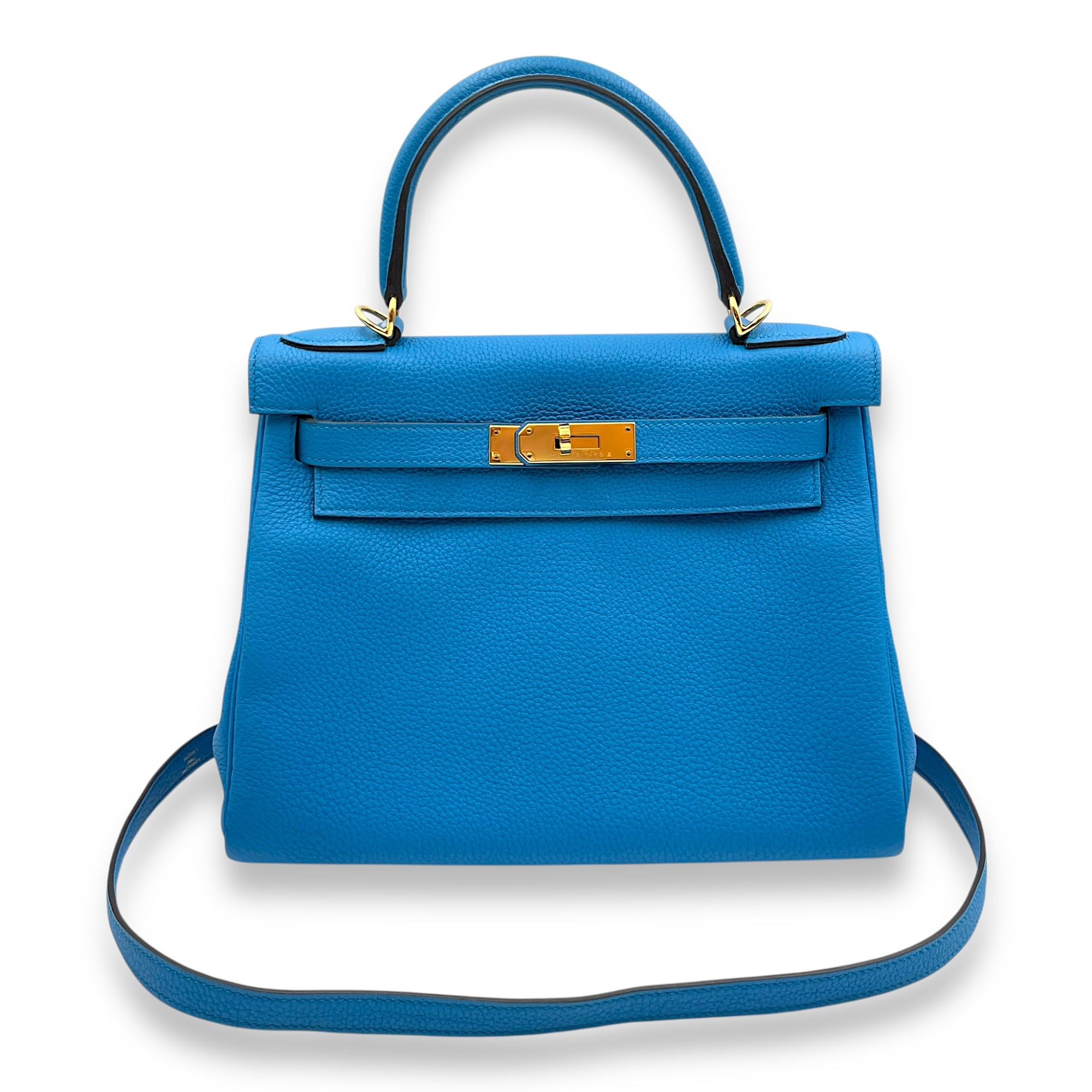 Kelly 28 Blue Zanzibar in Togo, Gold hardware