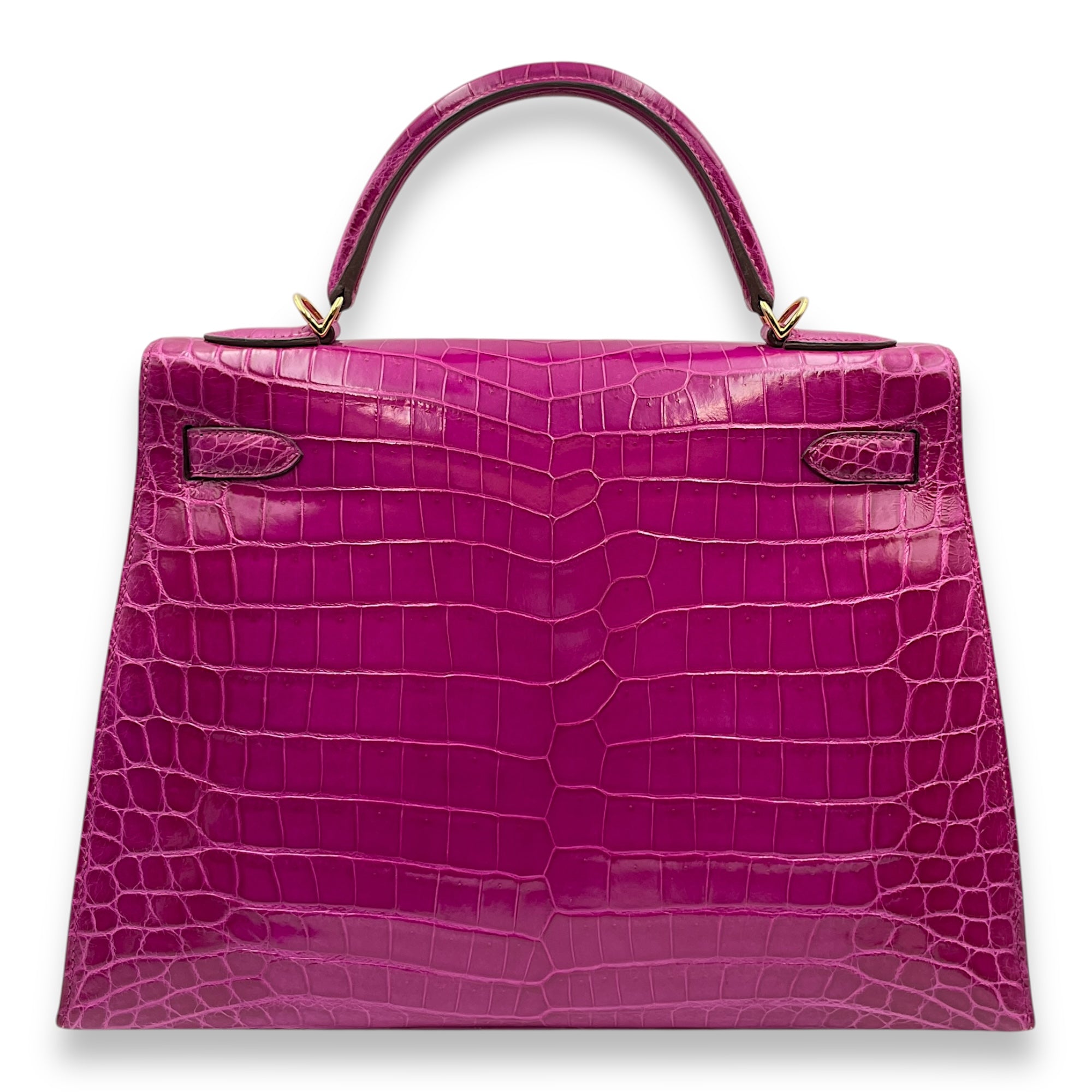 Sellier Kelly 32 Rose Sheherazade in Shiny Niloticus, Gold hardware