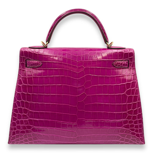 Sellier Kelly 32 Rose Sheherazade in Shiny Niloticus, Gold hardware