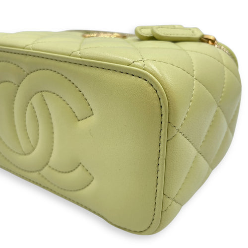 Quilted Green Vanity Case in Lambskin, Gold hardware