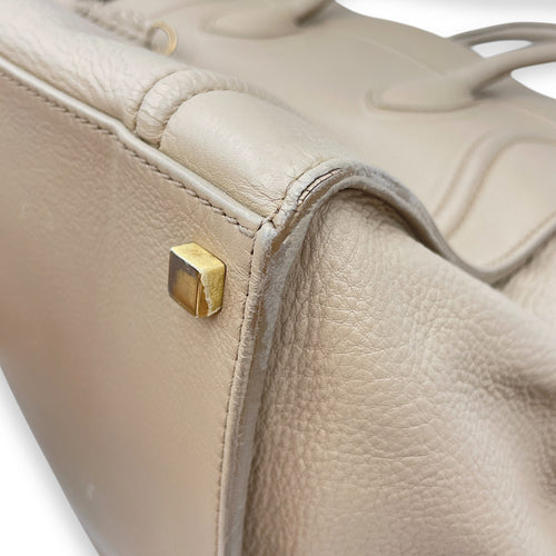 Phantom Medium Beige Top Handle Bag in Calfskin, Gold hardware