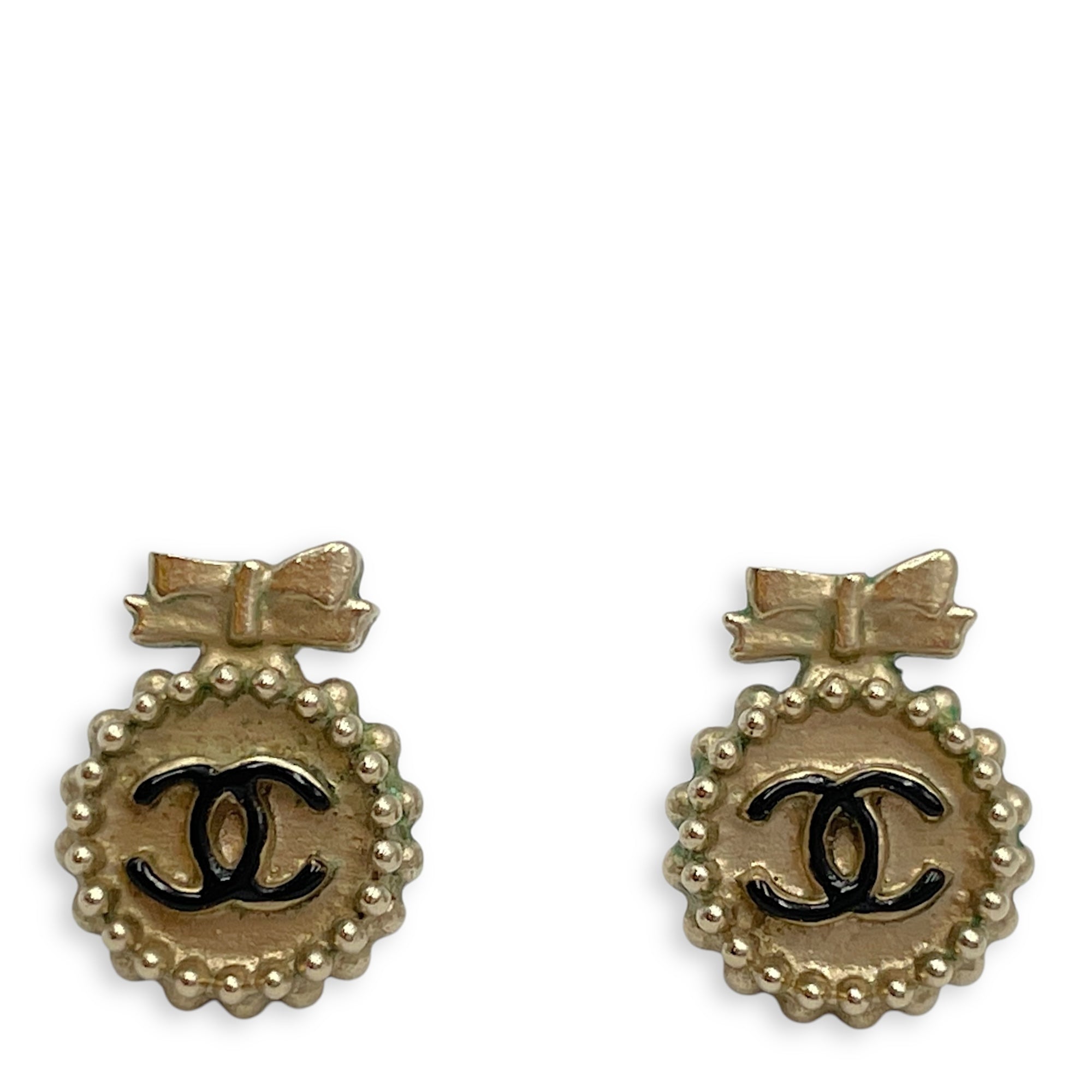 CC Stud Brush Gold Hardware Earrings