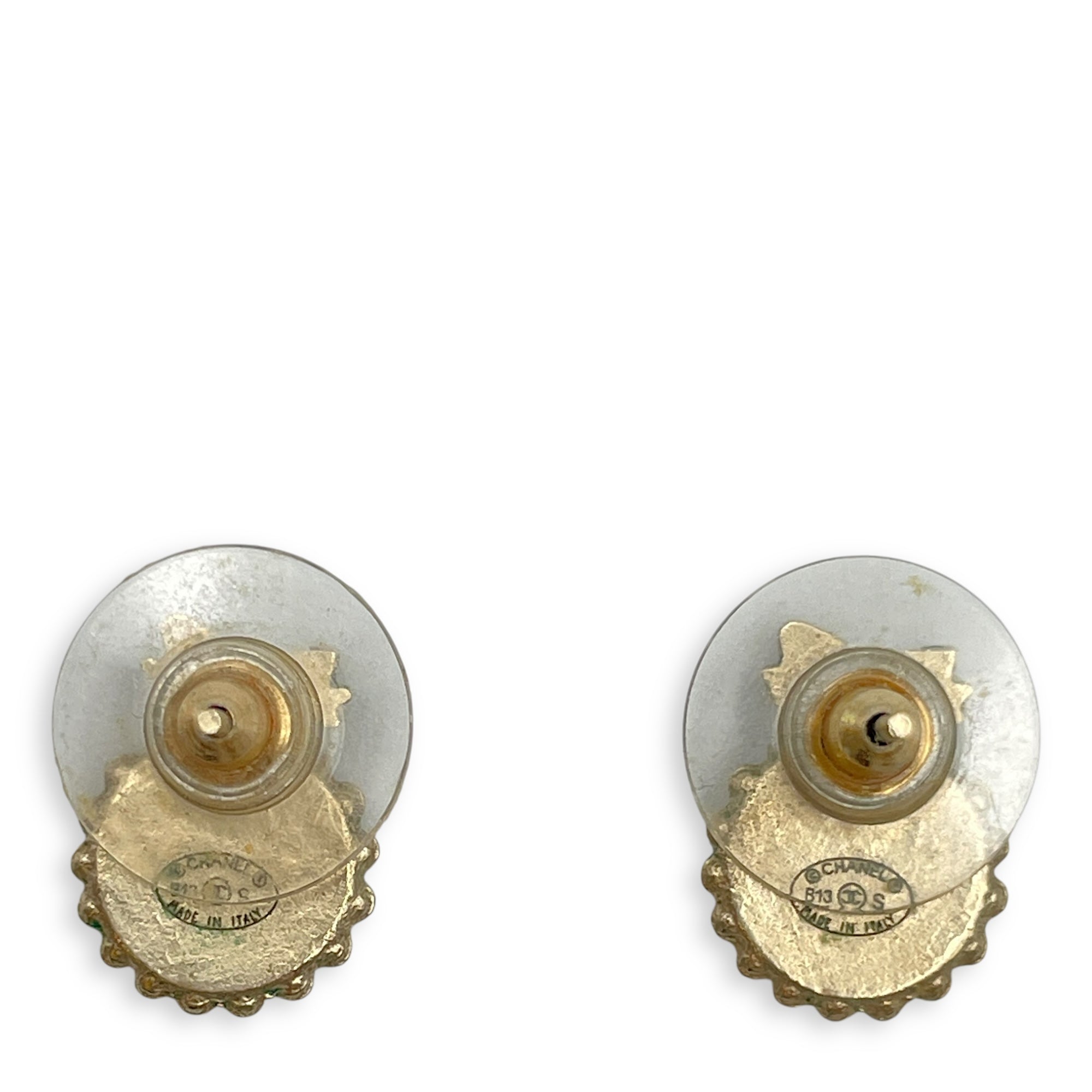 CC Stud Brush Gold Hardware Earrings