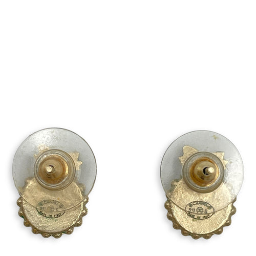 CC Stud Brush Gold Hardware Earrings