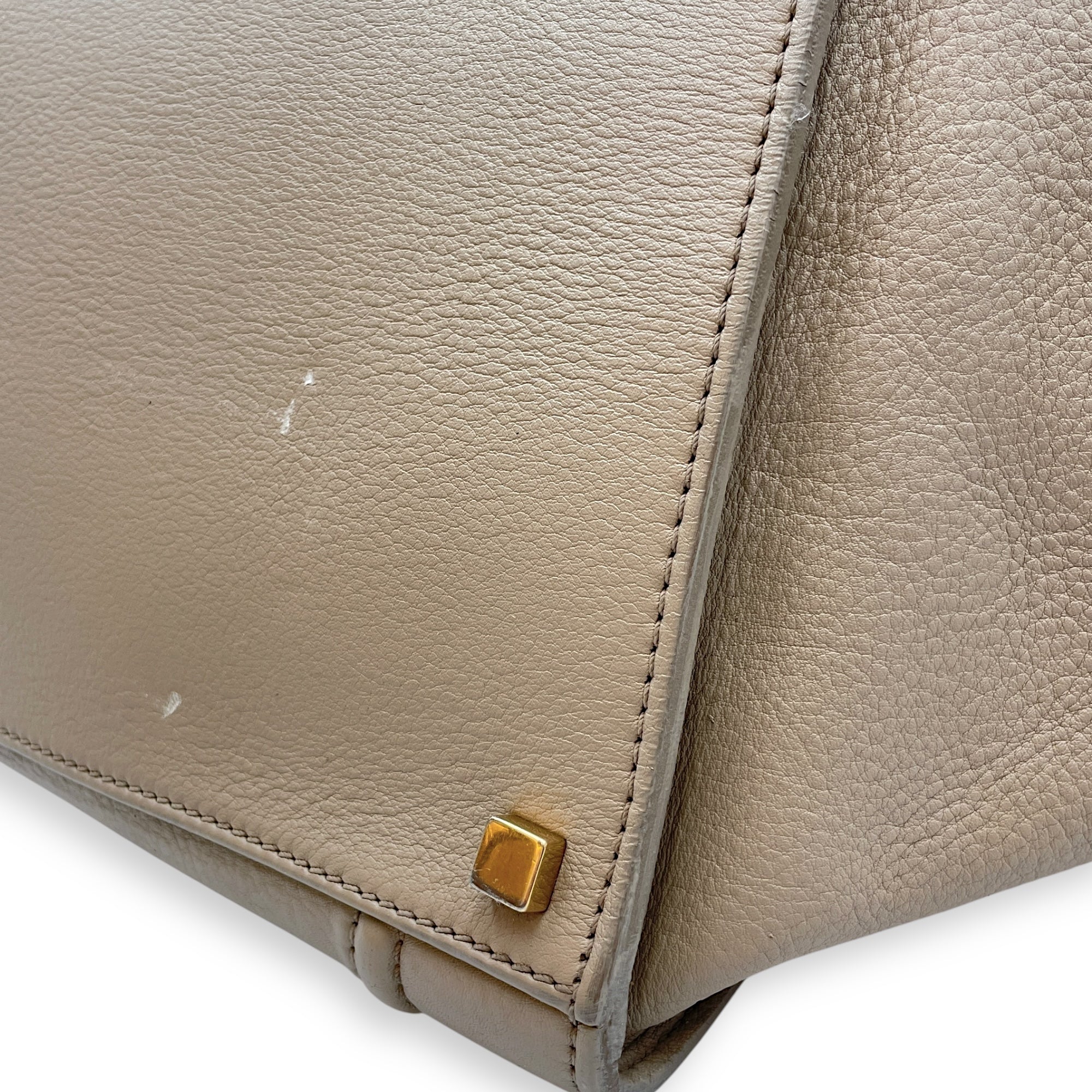 Phantom Medium Beige Top Handle Bag in Calfskin, Gold hardware
