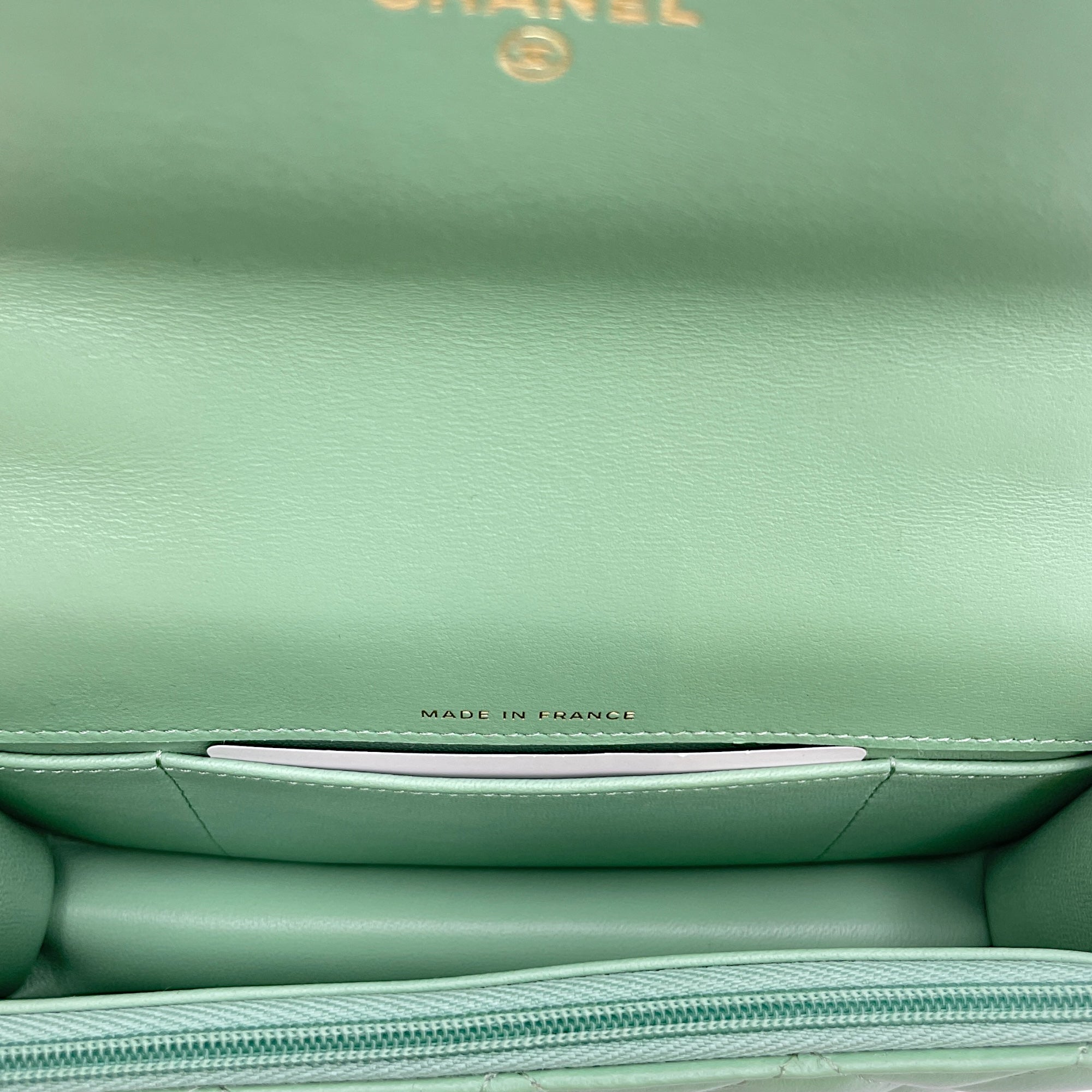Top Handle Mini Apple Green Crossbody Bag in Lambskin, Gold hardware