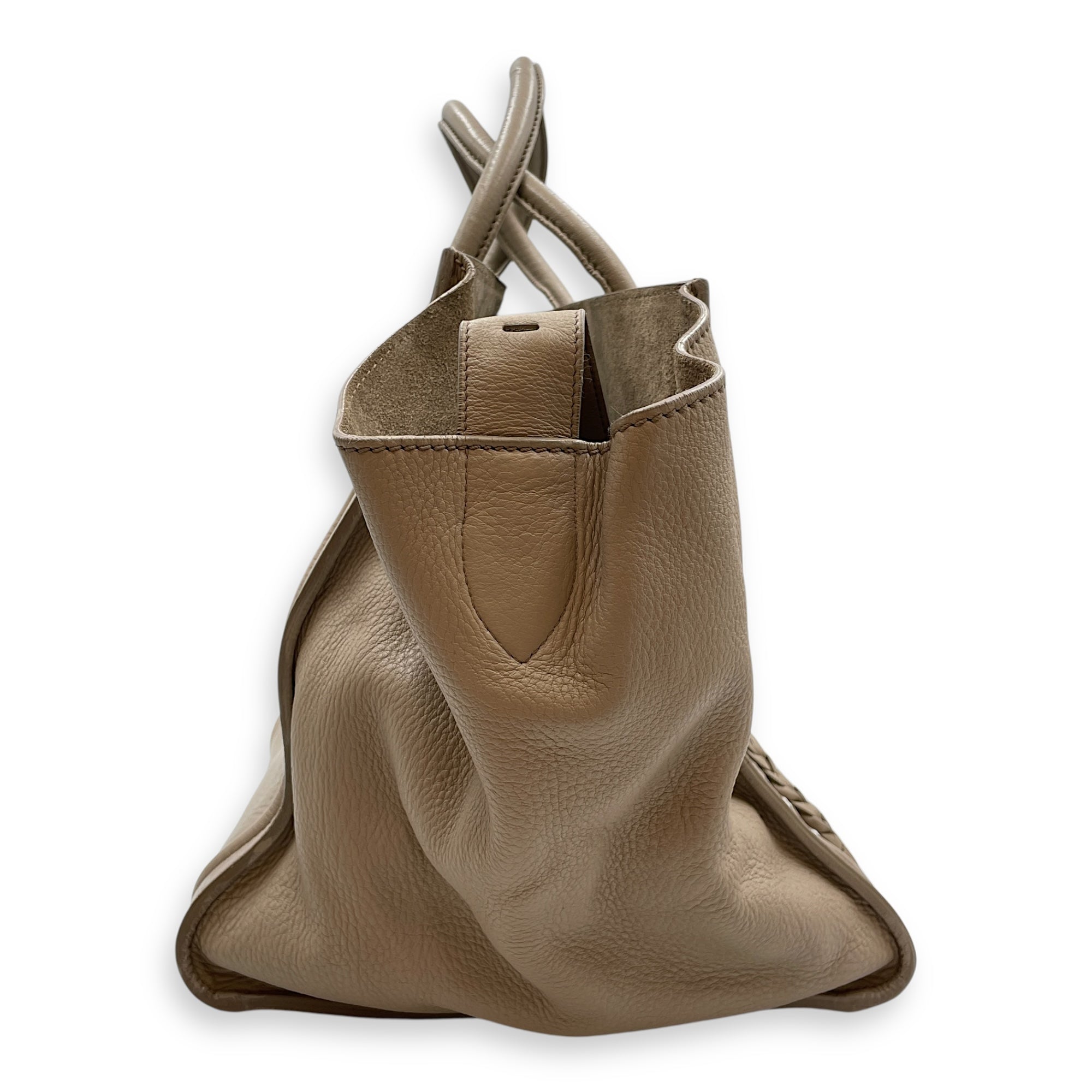 Phantom Medium Beige Top Handle Bag in Calfskin, Gold hardware