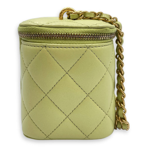 Quilted Green Vanity Case in Lambskin, Gold hardware