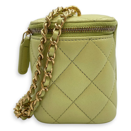 Quilted Green Vanity Case in Lambskin, Gold hardware