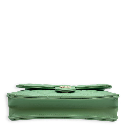 Top Handle Mini Apple Green Crossbody Bag in Lambskin, Gold hardware