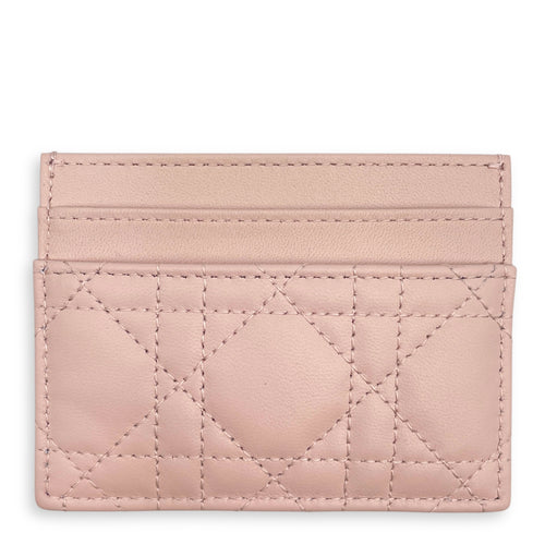 Freesia Pink Card Holder in Lambskin, Gold hardware