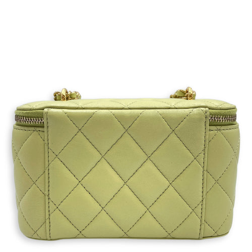 Quilted Green Vanity Case in Lambskin, Gold hardware