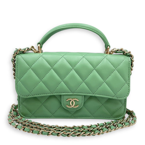 Top Handle Mini Apple Green  Crossbody Bag in Lambskin Gold hardware CL2508-14743 8