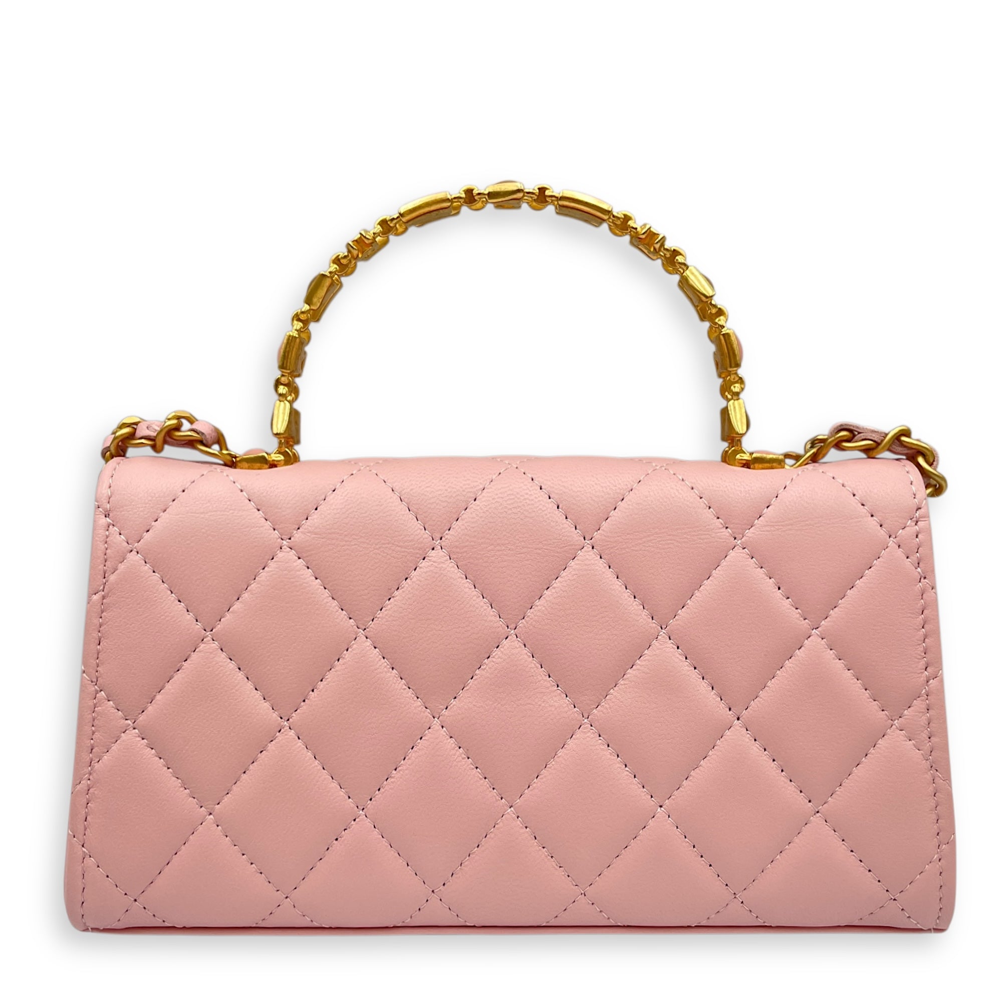 Timeless Classique Pink Crossbody Bag in Lambskin, Gold hardware