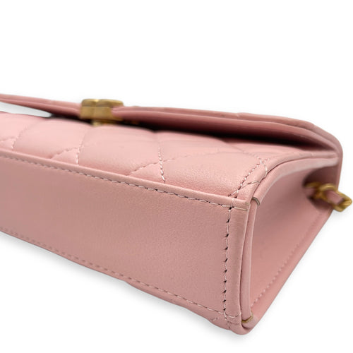 Timeless Classique Pink Crossbody Bag in Lambskin, Gold hardware