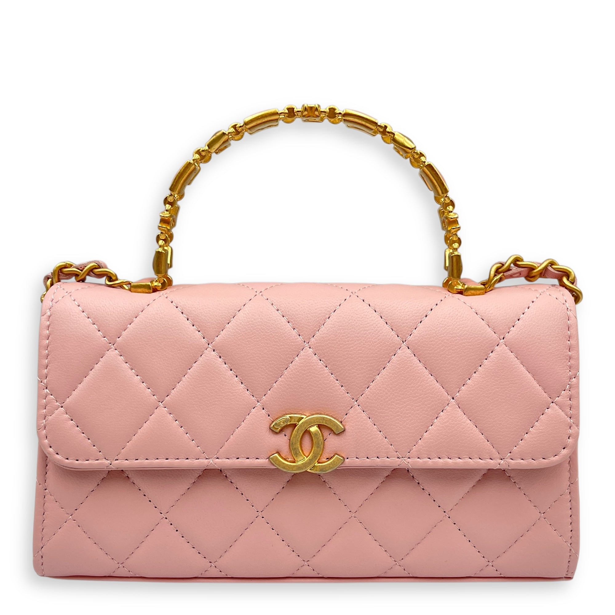 Timeless Classique Pink Crossbody Bag in Lambskin, Gold hardware