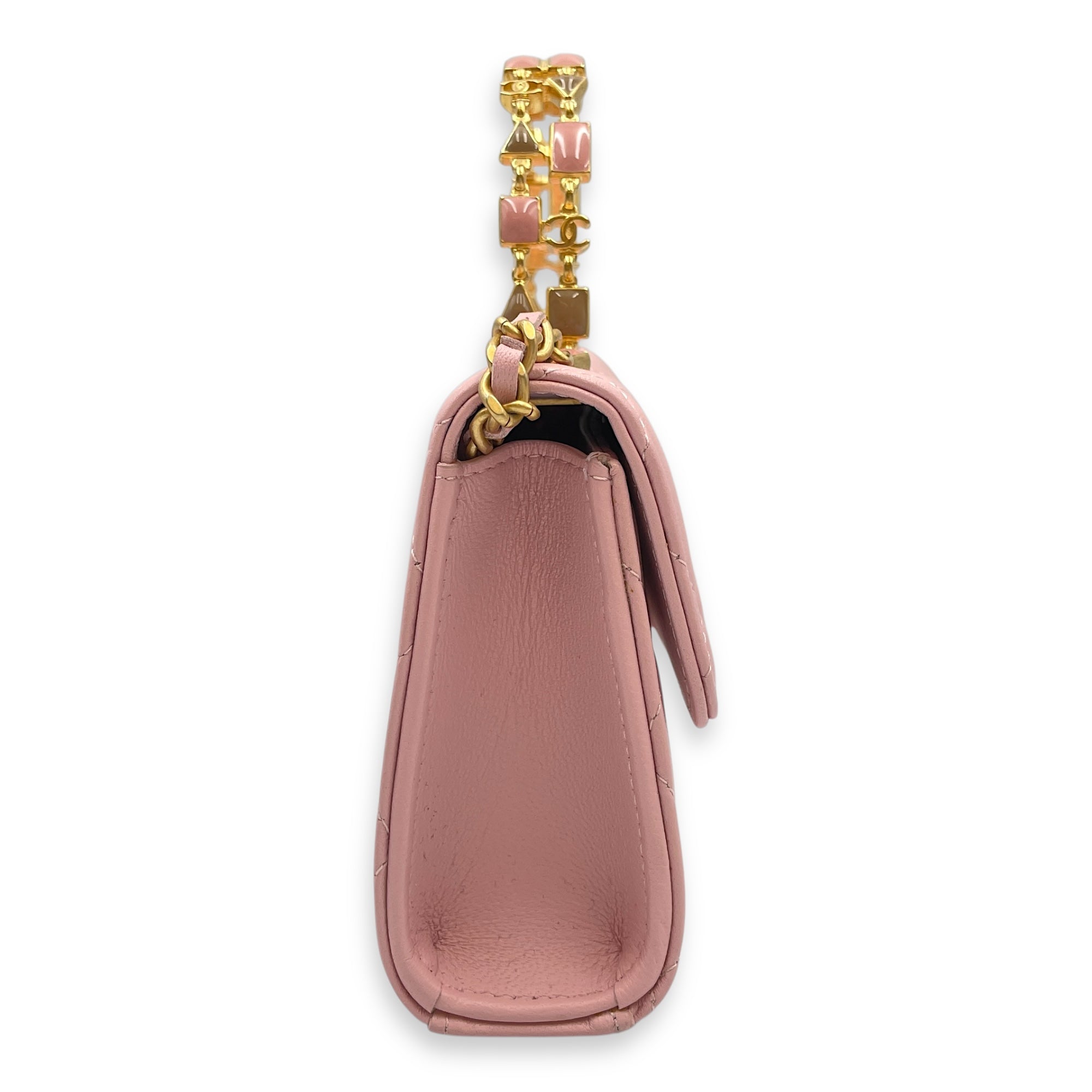 Timeless Classique Pink Crossbody Bag in Lambskin, Gold hardware