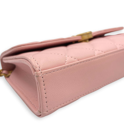 Timeless Classique Pink Crossbody Bag in Lambskin, Gold hardware
