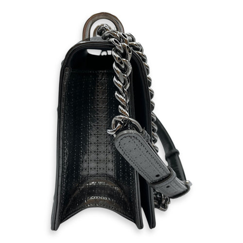 Diorama Medium Metallic Grey Shoulder Bag in Patent Leather, Silver hardware