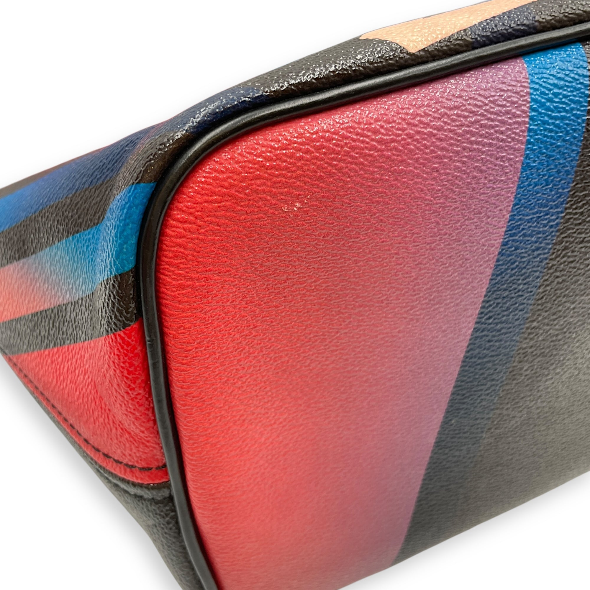Damier Race Neverfull MM Noir/Rouge Shoulder Bag in Canvas, Gold hardware