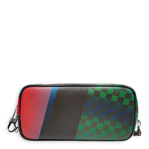 Damier Race Neverfull MM Noir/Rouge Shoulder Bag in Canvas, Gold hardware