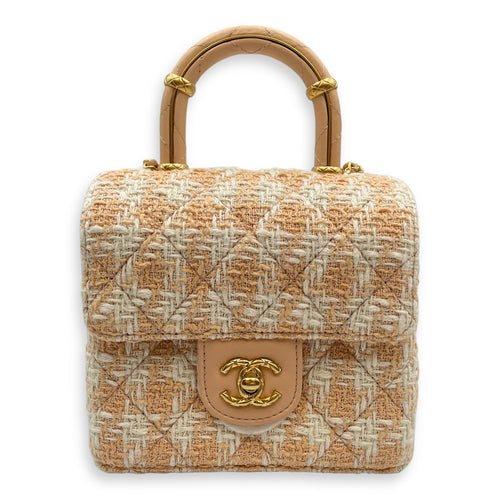 Quilted Tweed Crush  Mini Multi-Color  Flap Bag Gold hardware CL2508-14742 1