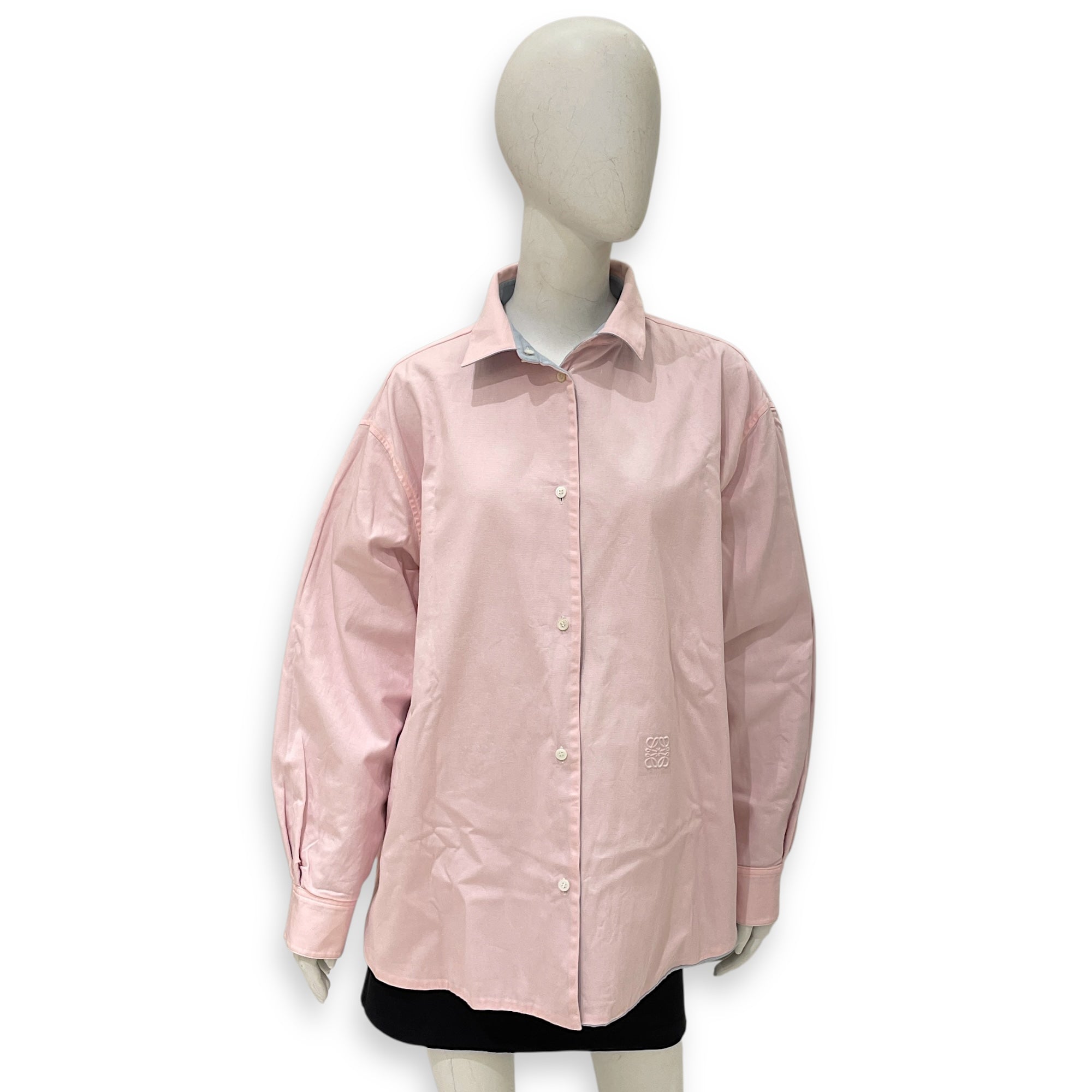 Oversized cotton shirt 39 Pink/Blue Ready-To-Wear, Enamel hardware