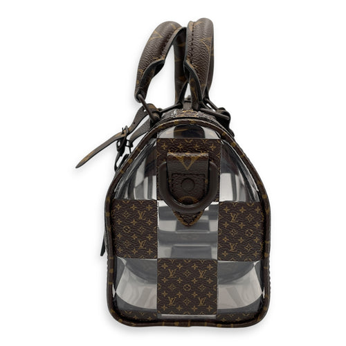 Keepall Chess 25 Brown Monogram Crossbody Bag in Coated Canvas, Lacquered Metal hardware