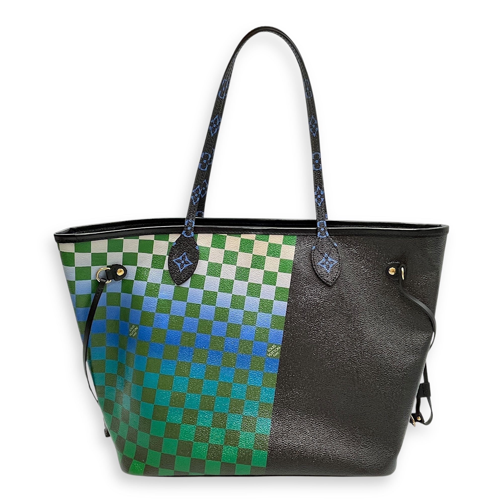 Damier Race Neverfull MM Noir/Rouge Shoulder Bag in Canvas, Gold hardware