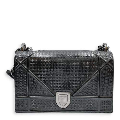 Diorama Medium Metallic Grey Shoulder Bag in Patent Leather Silver hardware CL2508-14740 1
