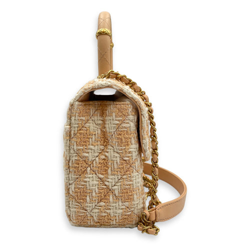 Quilted Tweed Crush Mini Multi-Color Flap Bag , Gold hardware