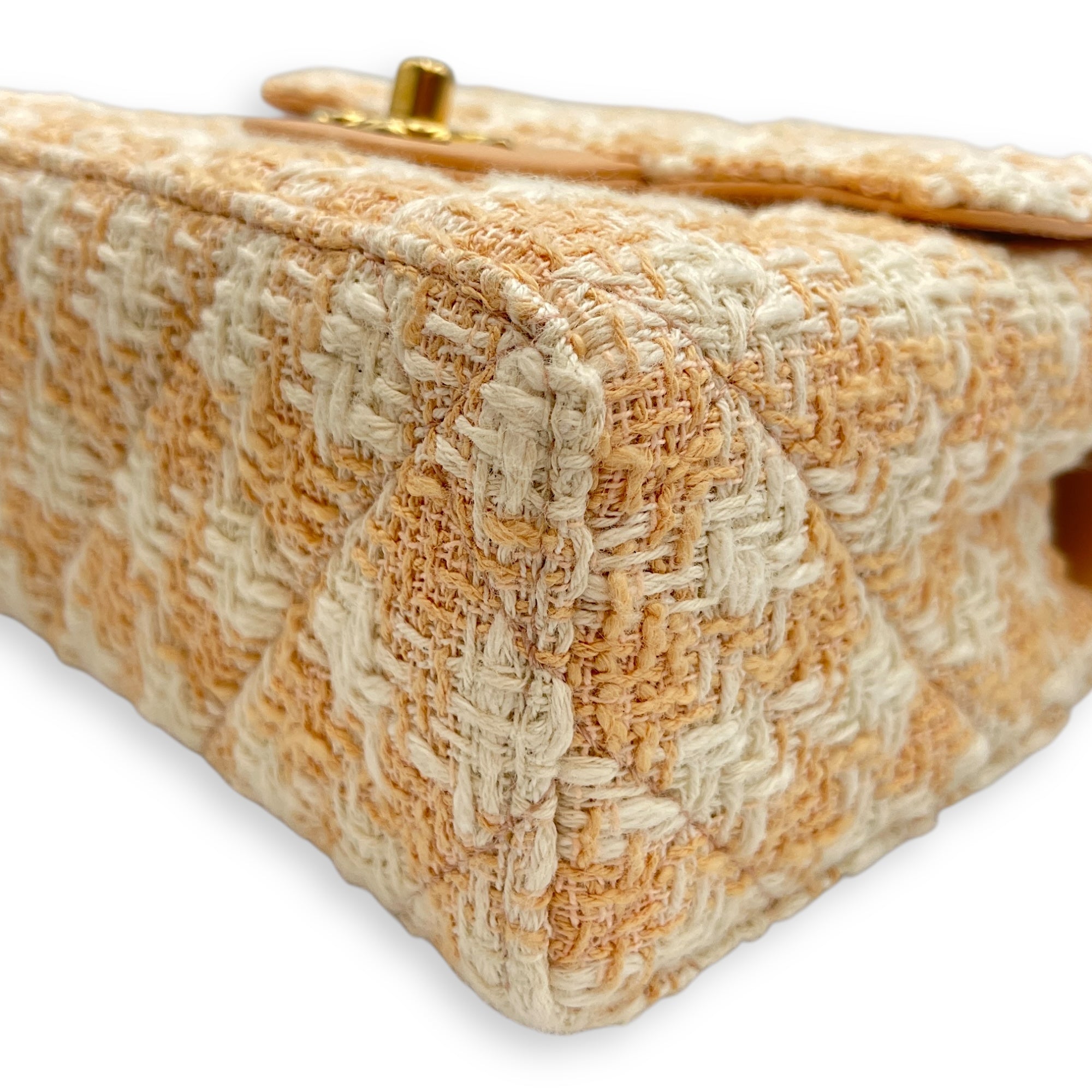Quilted Tweed Crush Mini Multi-Color Flap Bag , Gold hardware