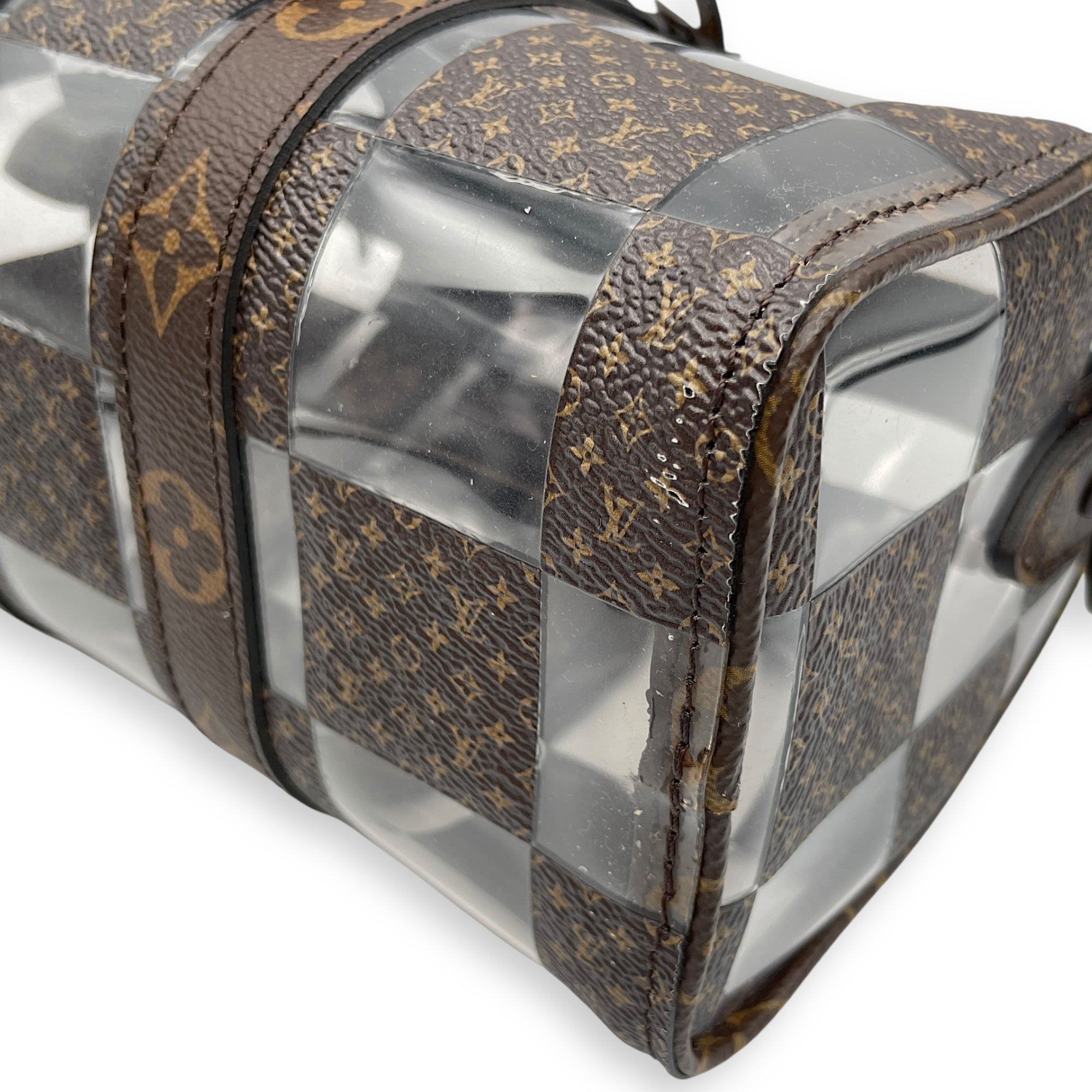 Keepall Chess 25 Brown Monogram Crossbody Bag in Coated Canvas, Lacquered Metal hardware