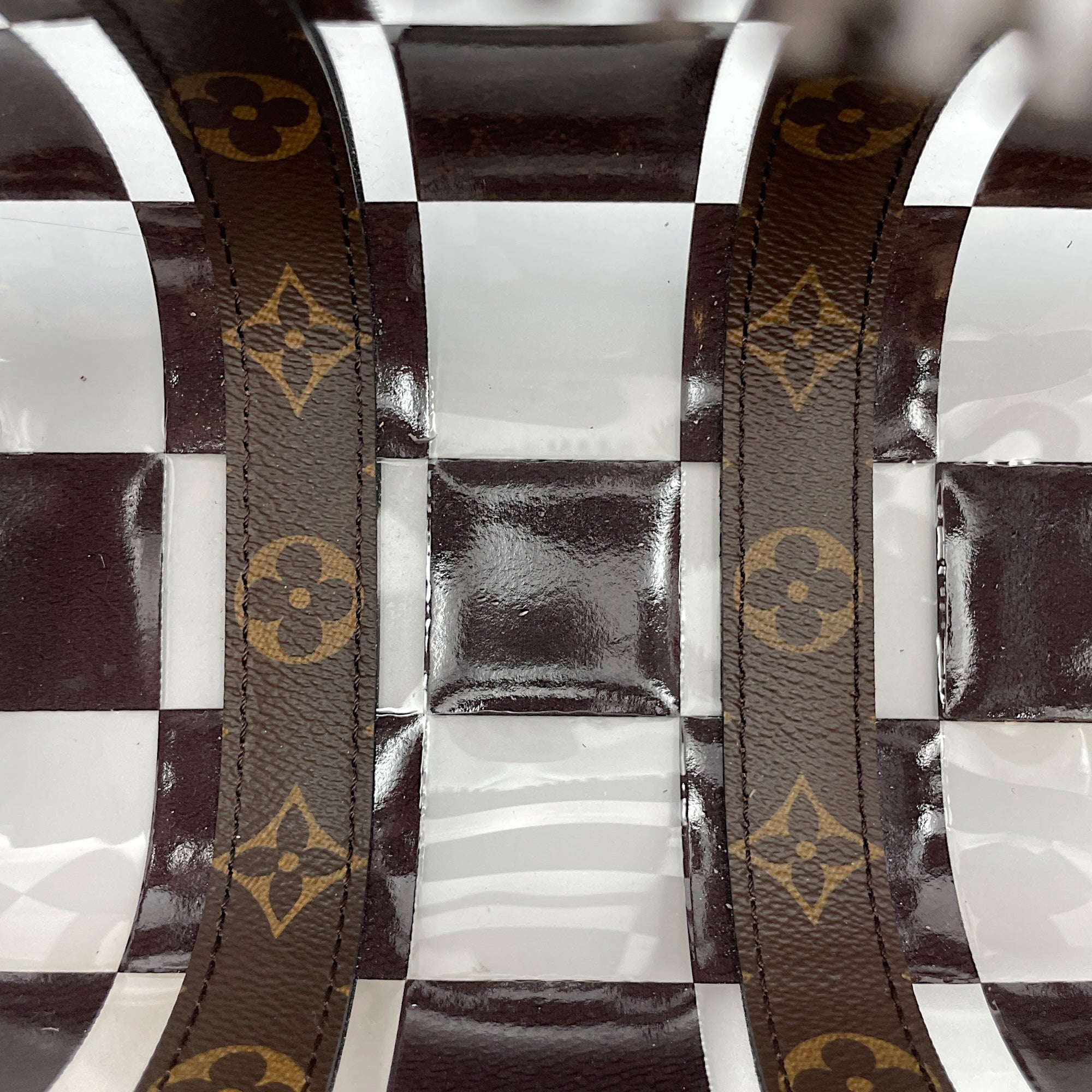 Keepall Chess 25 Brown Monogram Crossbody Bag in Coated Canvas, Lacquered Metal hardware