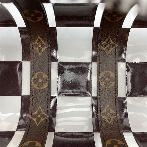 Keepall Chess 25 Brown Monogram Crossbody Bag in Coated Canvas, Lacquered Metal hardware