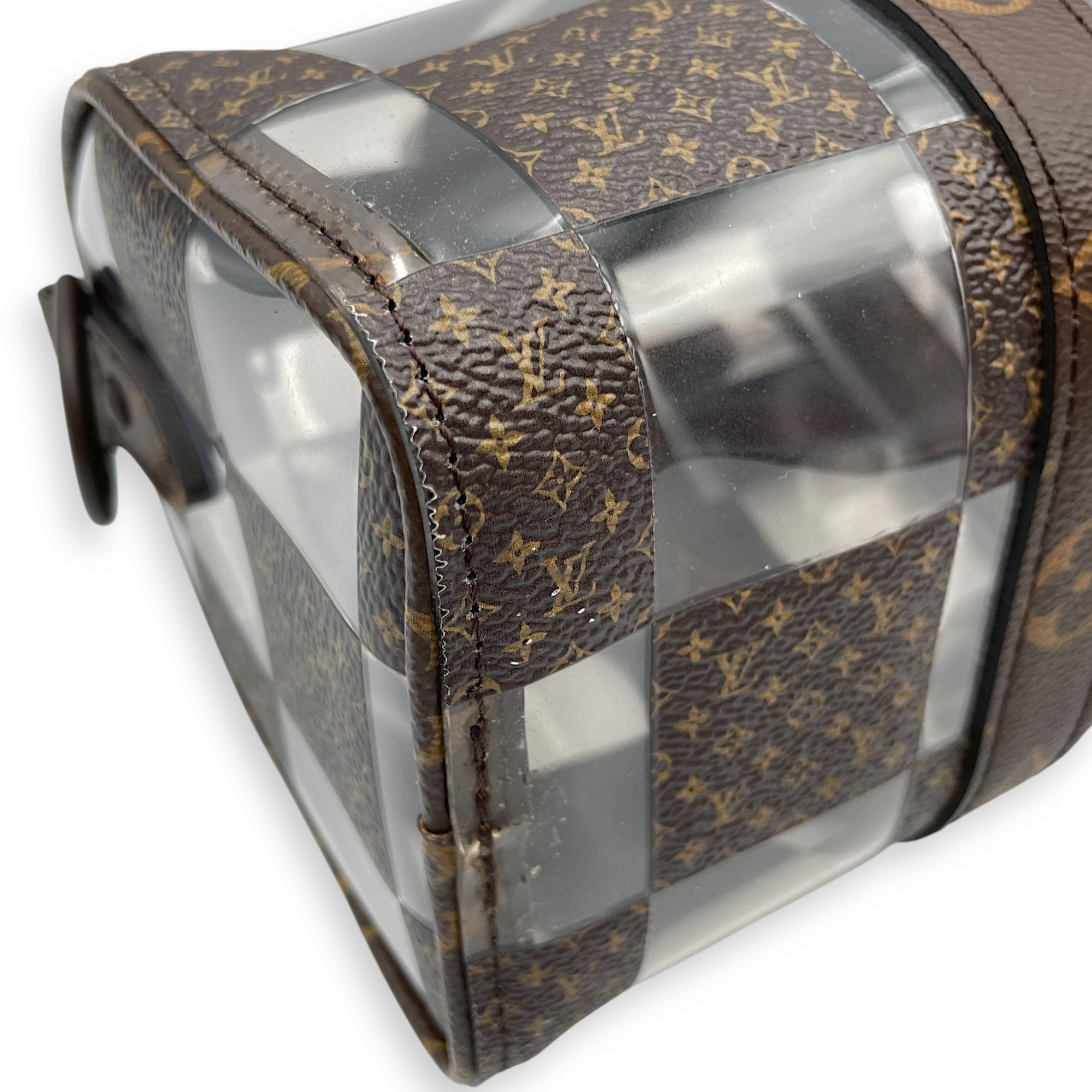 Keepall Chess 25 Brown Monogram Crossbody Bag in Coated Canvas, Lacquered Metal hardware
