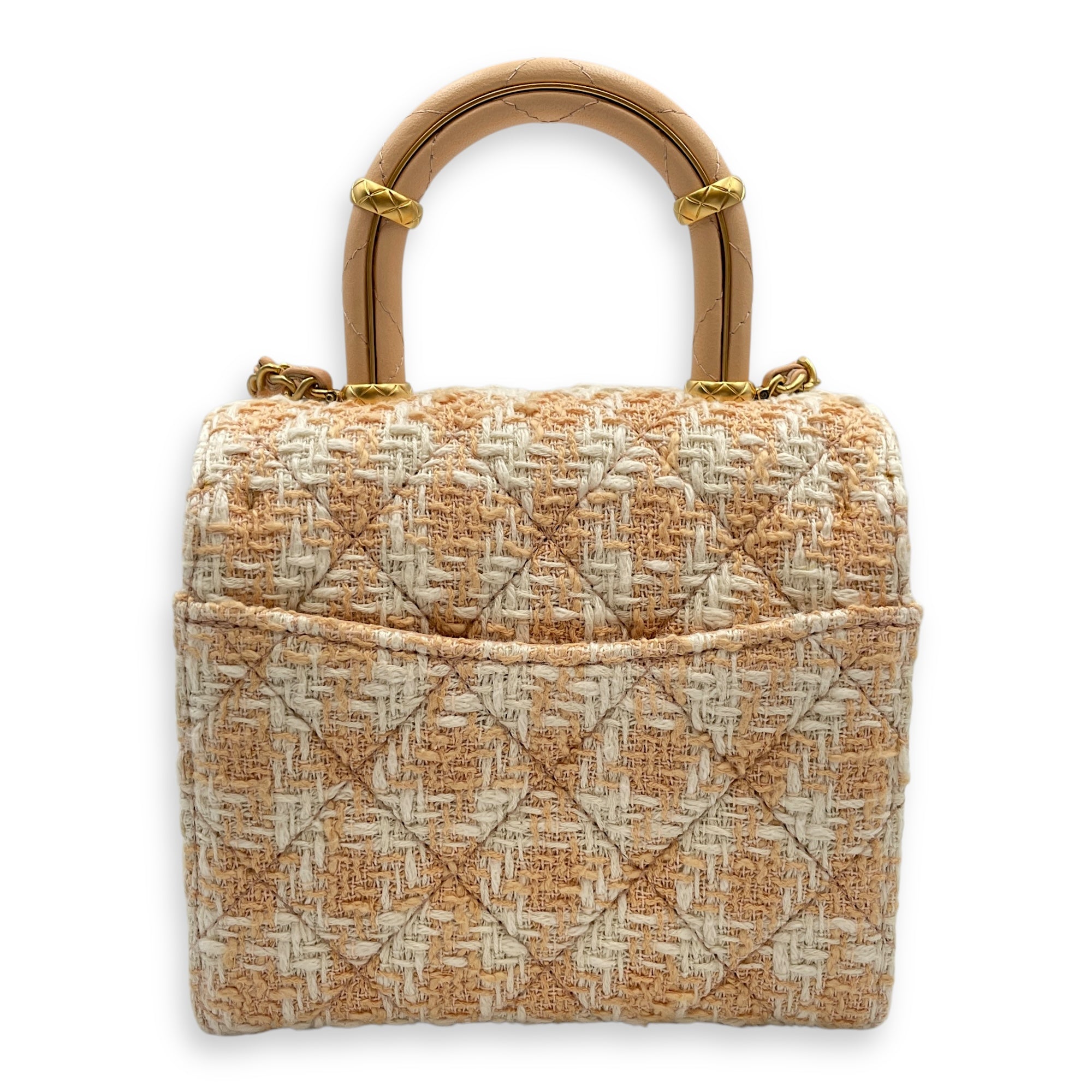 Quilted Tweed Crush  Mini Multi-Color  Flap Bag Gold hardware