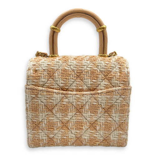 Quilted Tweed Crush  Mini Multi-Color  Flap Bag Gold hardware