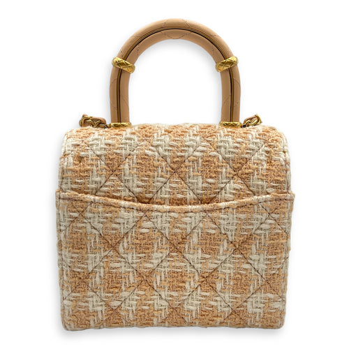 Quilted Tweed Crush Mini Multi-Color Flap Bag , Gold hardware