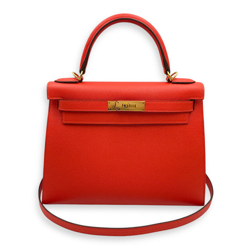 Sellier Kelly 28 Capucine in Epsom, Gold hardware