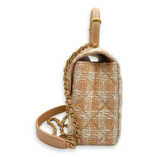 Quilted Tweed Crush Mini Multi-Color Flap Bag , Gold hardware