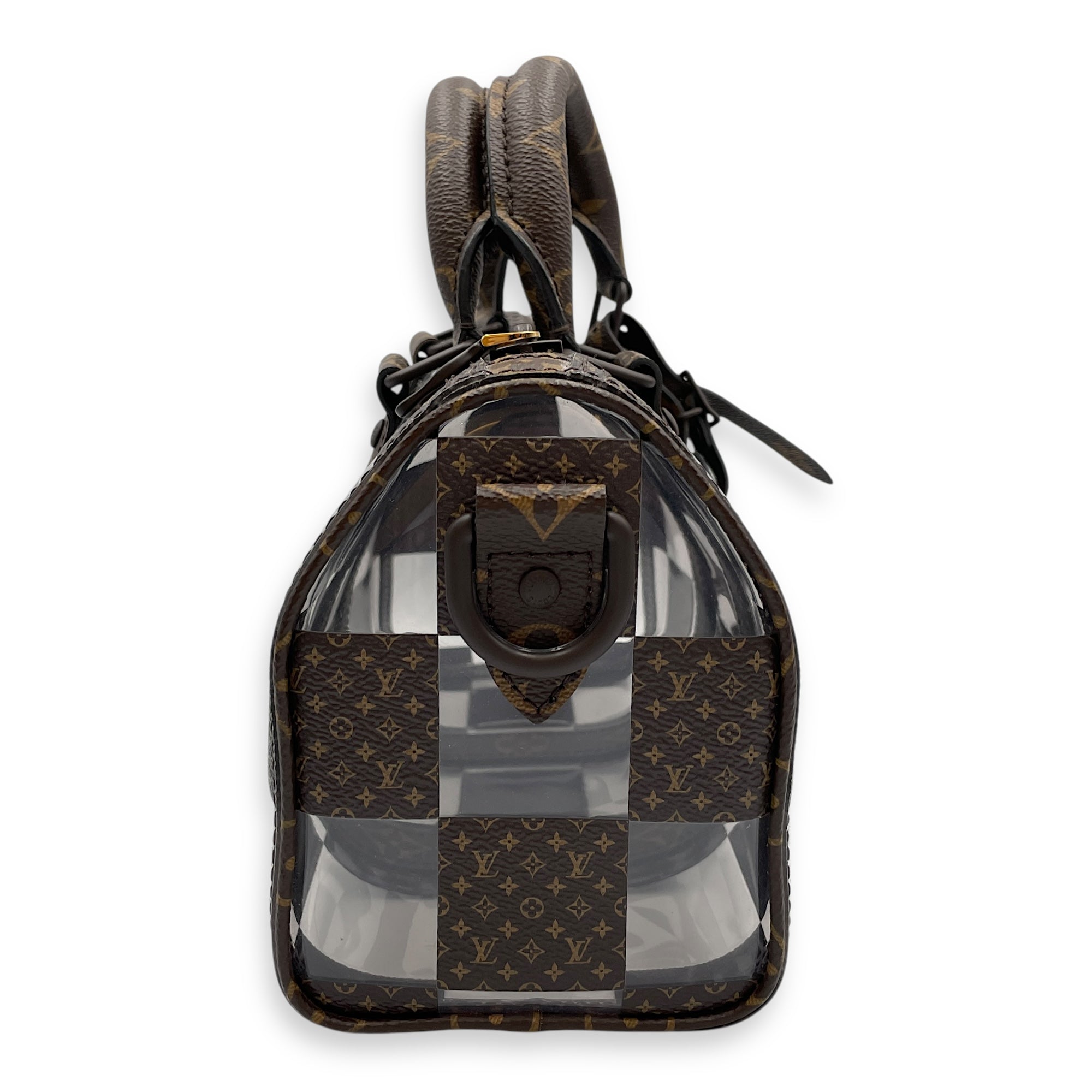 Keepall Chess 25 Brown Monogram Crossbody Bag in Coated Canvas, Lacquered Metal hardware