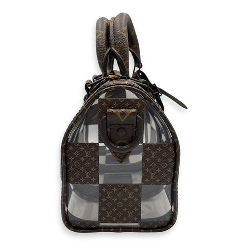 Keepall Chess 25 Brown Monogram Crossbody Bag in Coated Canvas, Lacquered Metal hardware