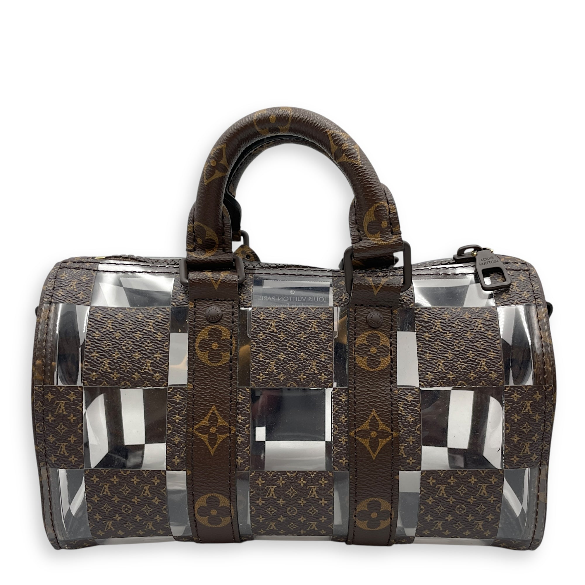 Keepall Chess 25 Brown Monogram Crossbody Bag in Coated Canvas, Lacquered Metal hardware