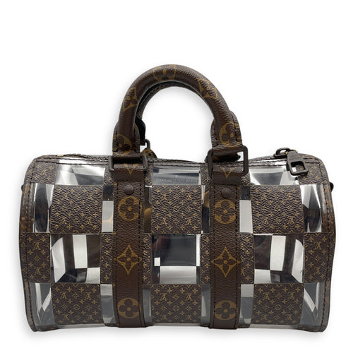 Keepall Chess 25 Brown Monogram Crossbody Bag in Coated Canvas, Lacquered Metal hardware