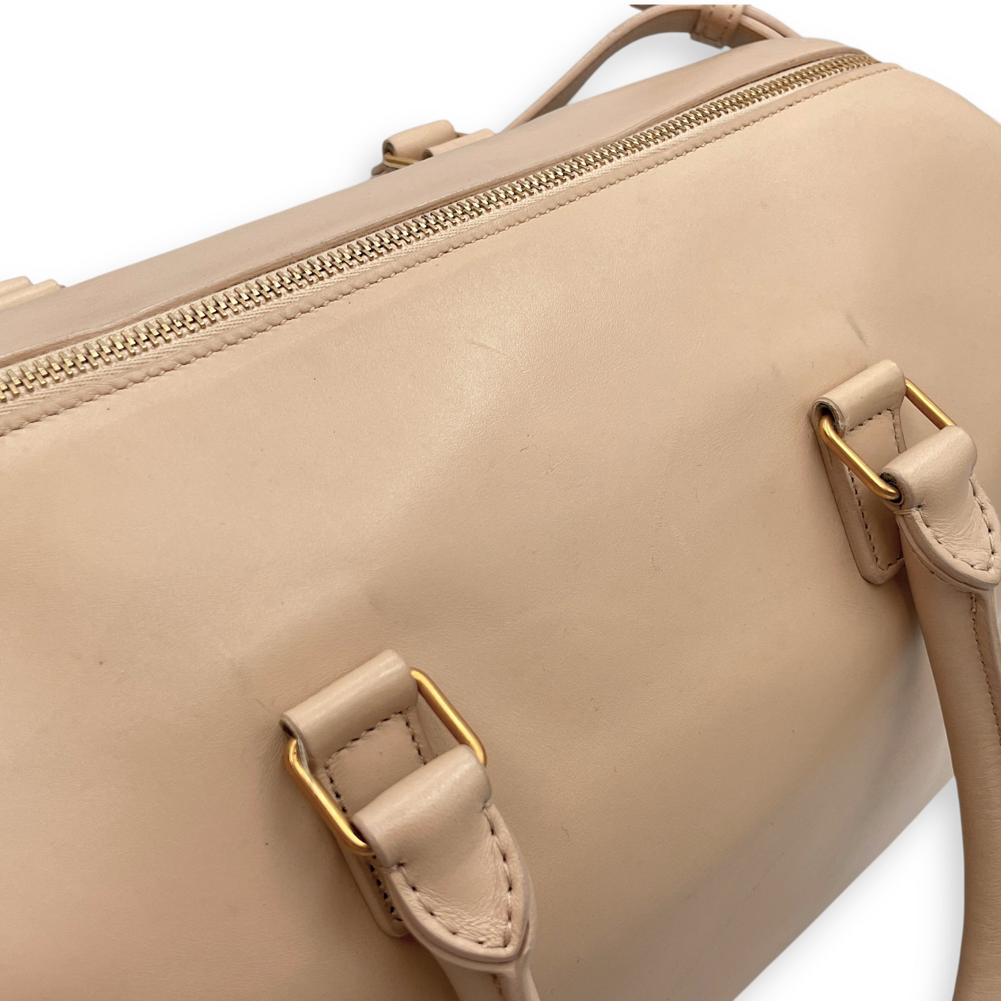Boston Beige Shoulder Bag in Calfskin, Gold hardware