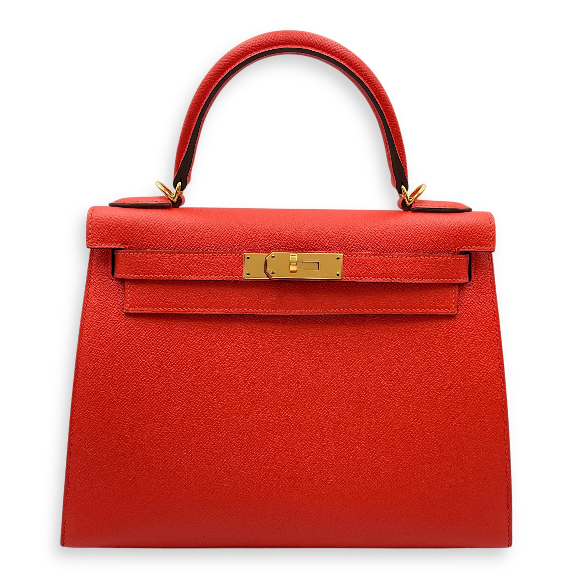 Sellier Kelly 28 Capucine in Epsom, Gold hardware