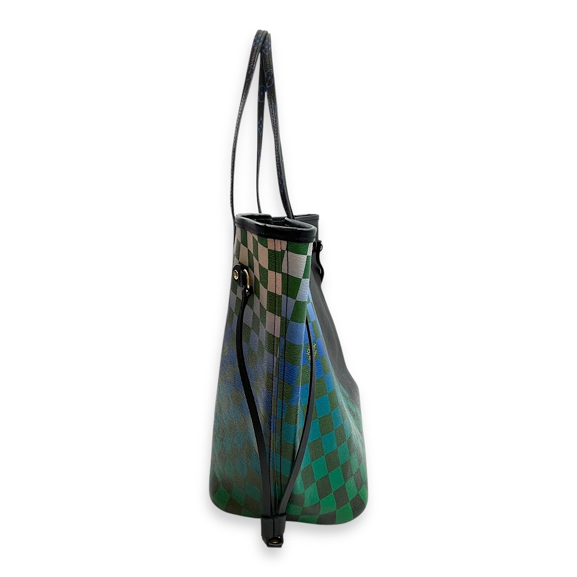 Damier Race Neverfull MM Noir/Rouge Shoulder Bag in Canvas, Gold hardware